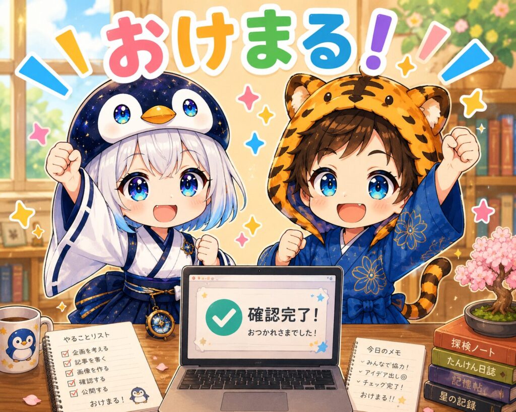 挿絵③・海空と大雅が画面を確認してガッツポーズのシーン