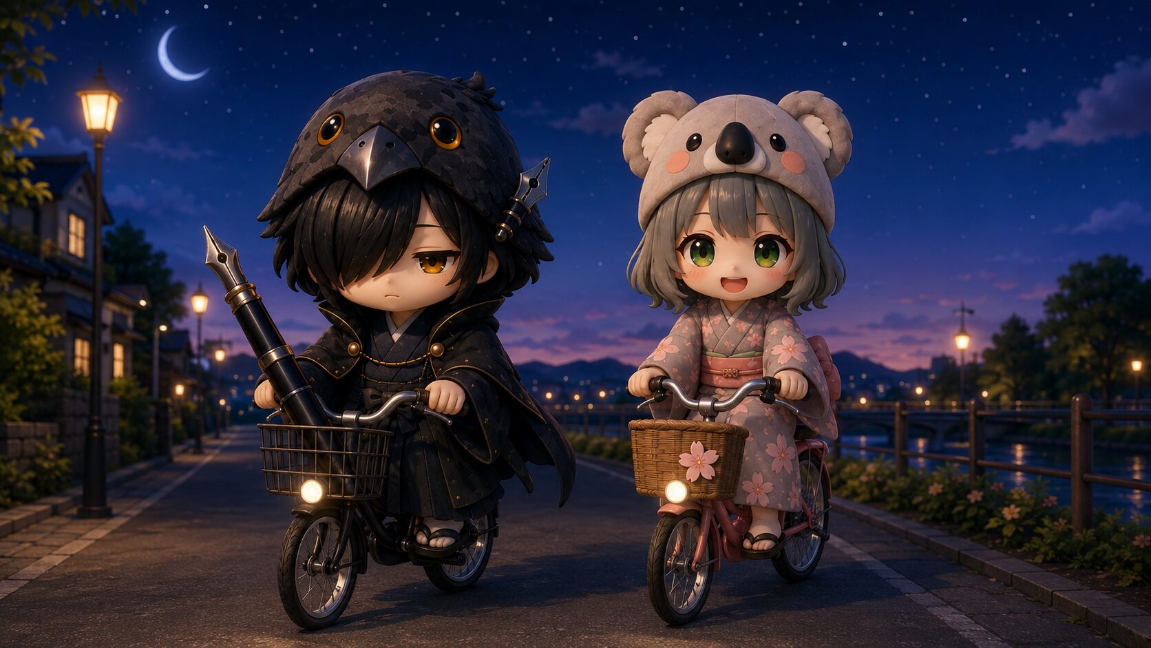 アイキャッチ・夜の帰り道、自転車のライトが前を照らして。黒羽と心愛が並んでいる場面。夜空がひらけて、一日の余韻がある温かなシーン。