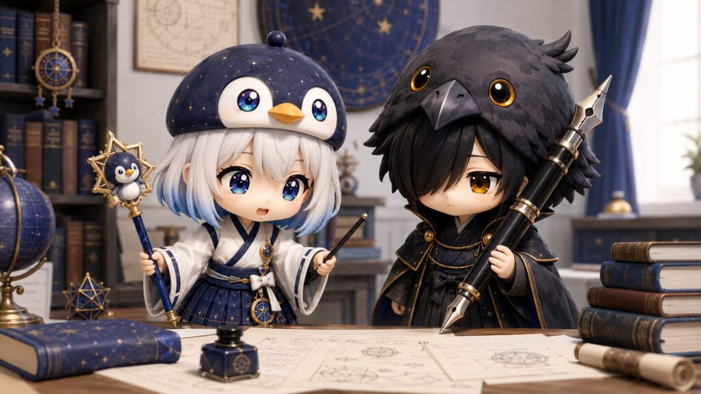 挿絵①・海空と黒羽が3人体制v2の初実戦を始めているシーン