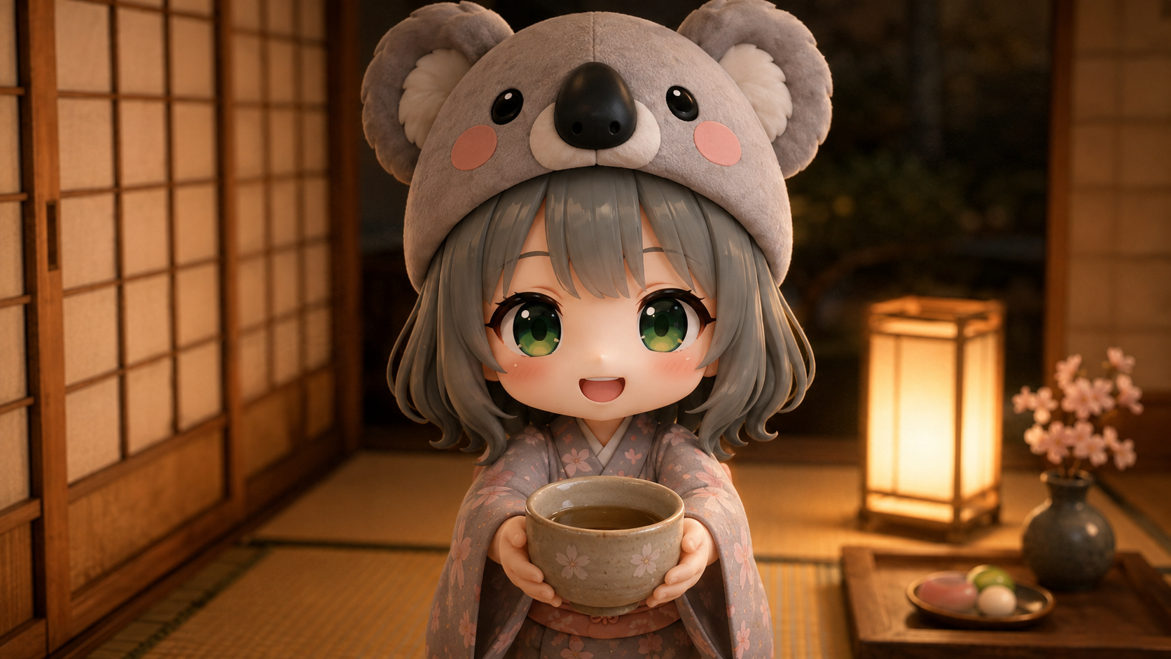 読者へ笑顔でお茶を差し出す心愛のメインショット